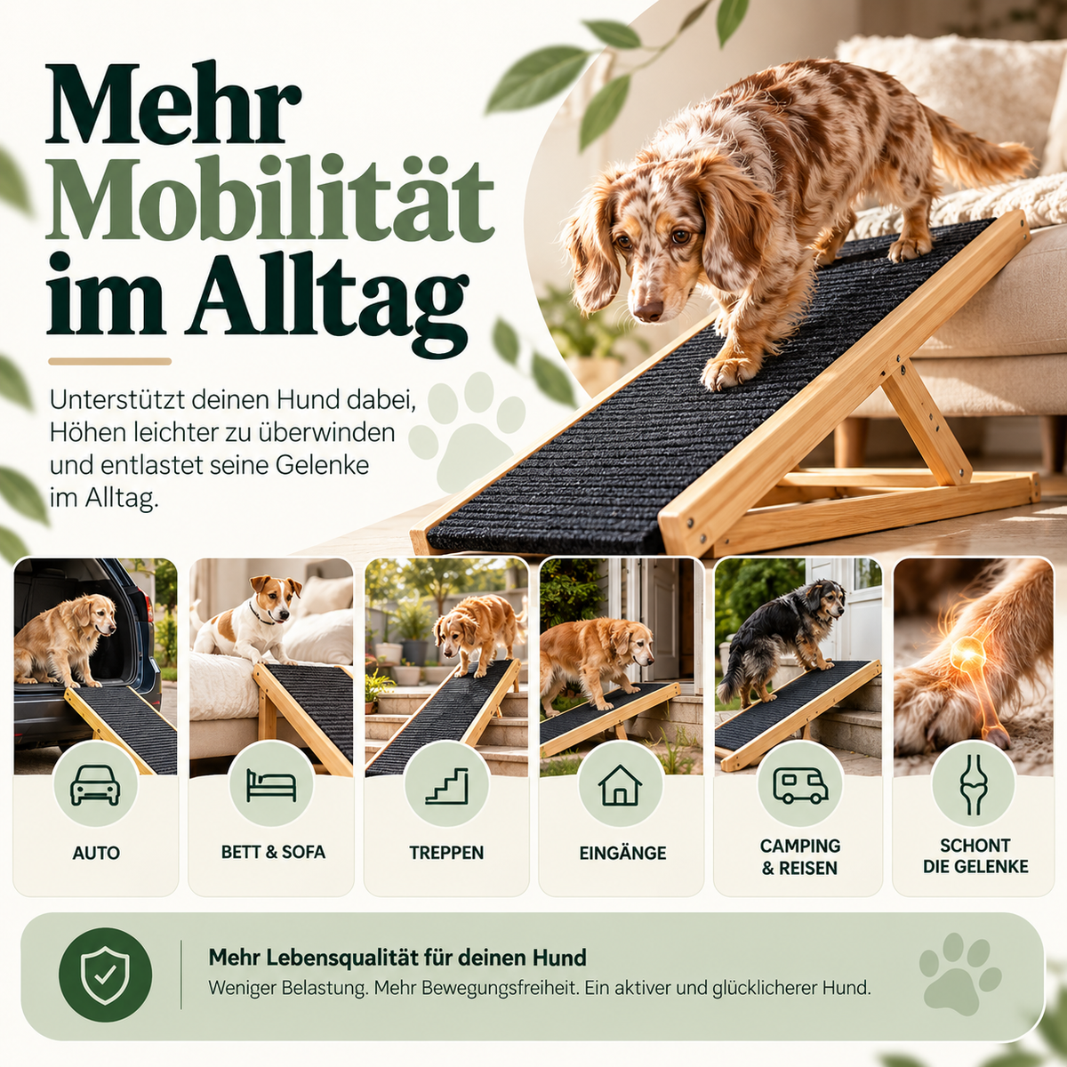 Gelenkschonende Hunderampe